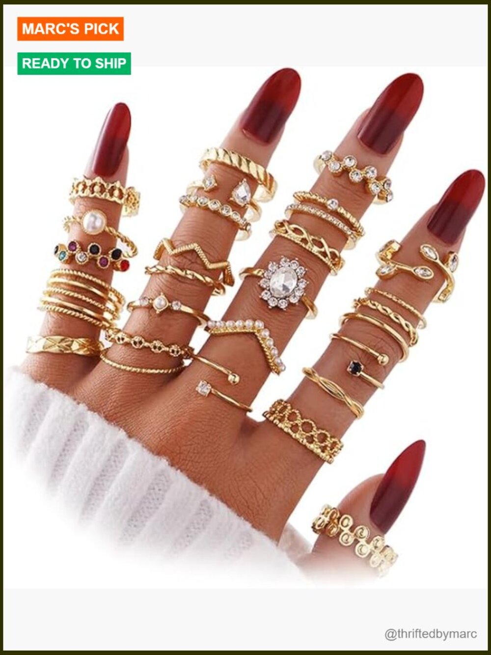 Stackable Ring Set Gold Silver Chunky Statement Knuckle Rings Vintage Boho